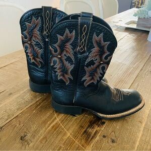 ARIAT Boots Western Cowboy Boots Kids Black with Embroidered Design Size 1
